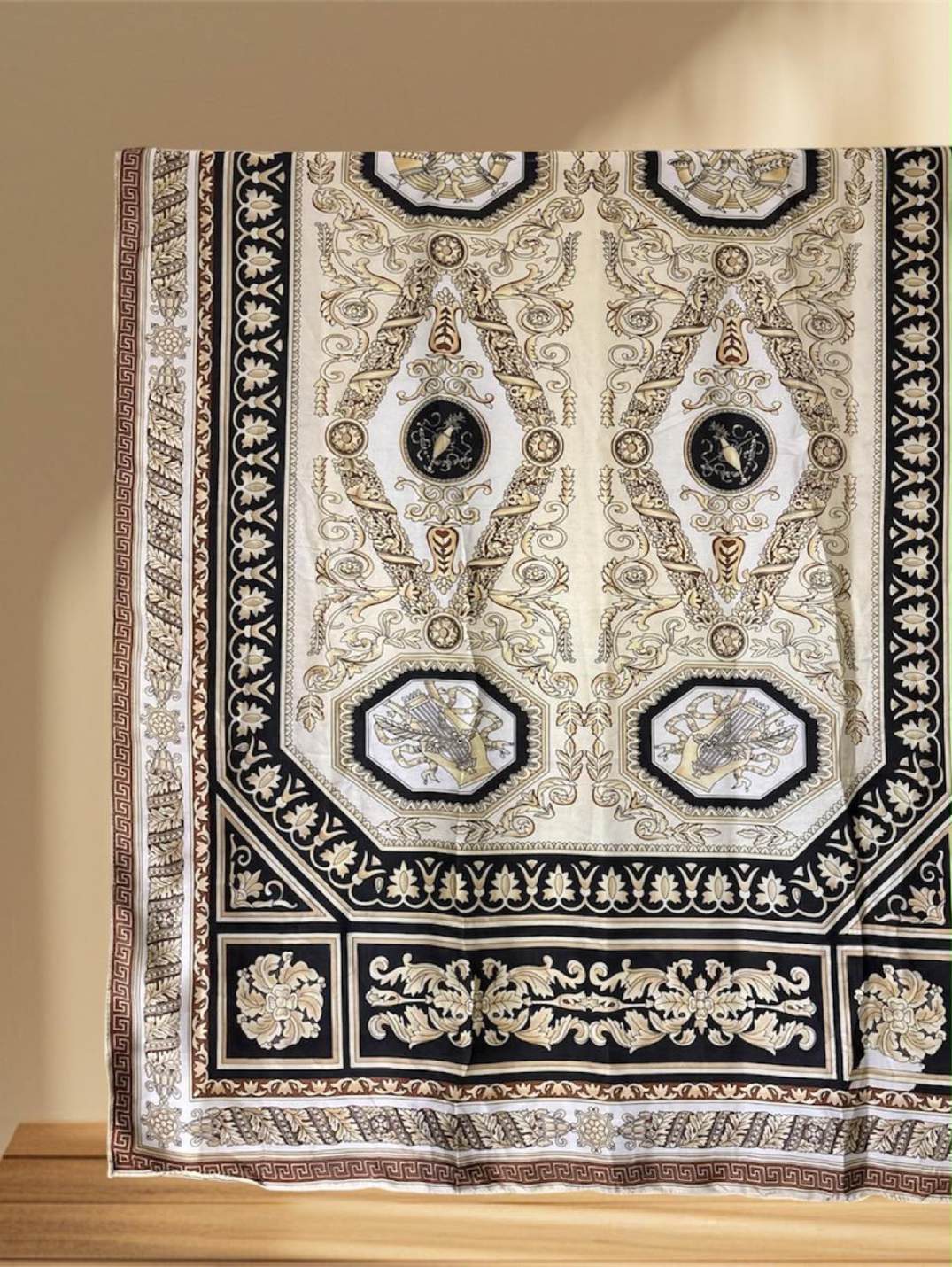 Silk Printed Hijab in Baroque Gold